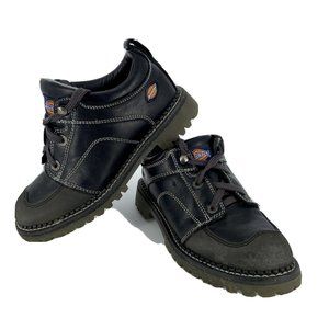 VTG Dickies Leather Lug Sole Shoes Black Womens Size 7 Genuine Grunge Speed Lace
